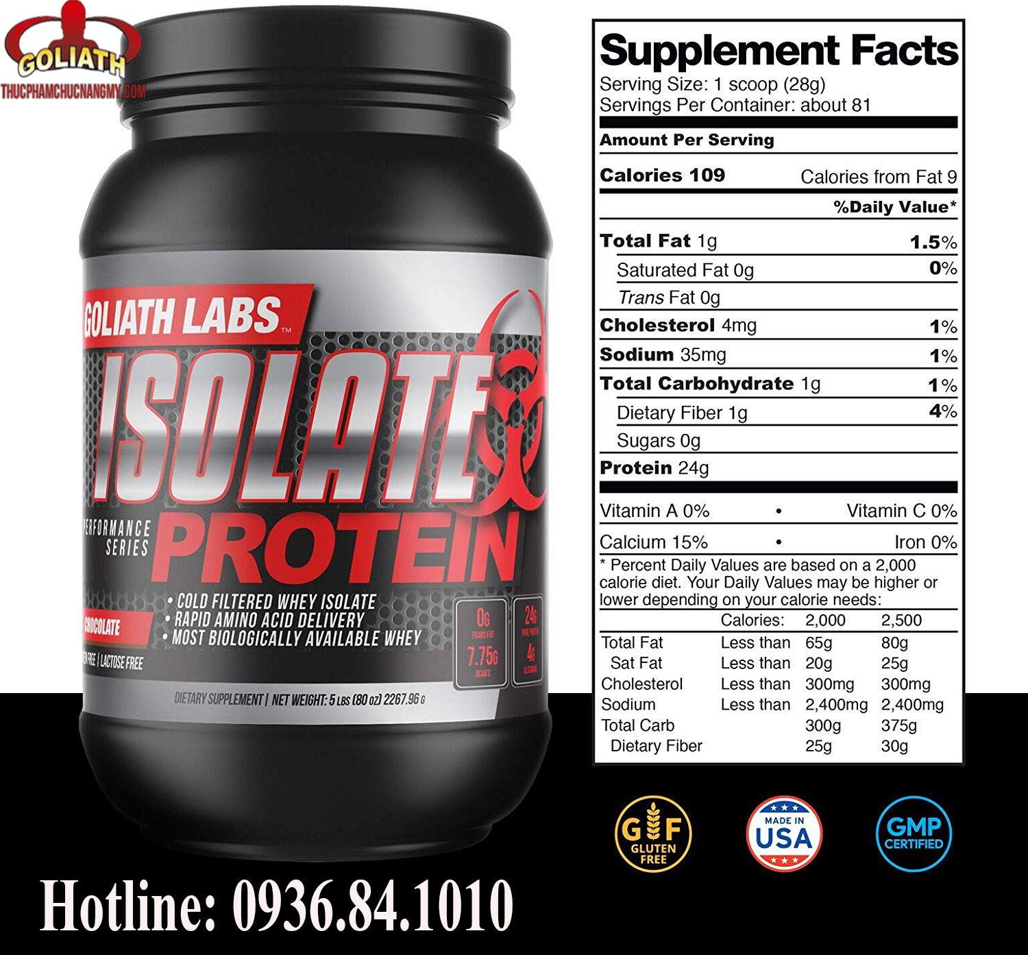 Công dụng của Goliath Labs Isolate Protein 5 Lbs