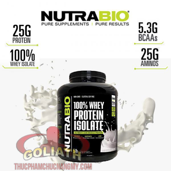 Nutrabio 100% Whey Protein Isolate 5lbs